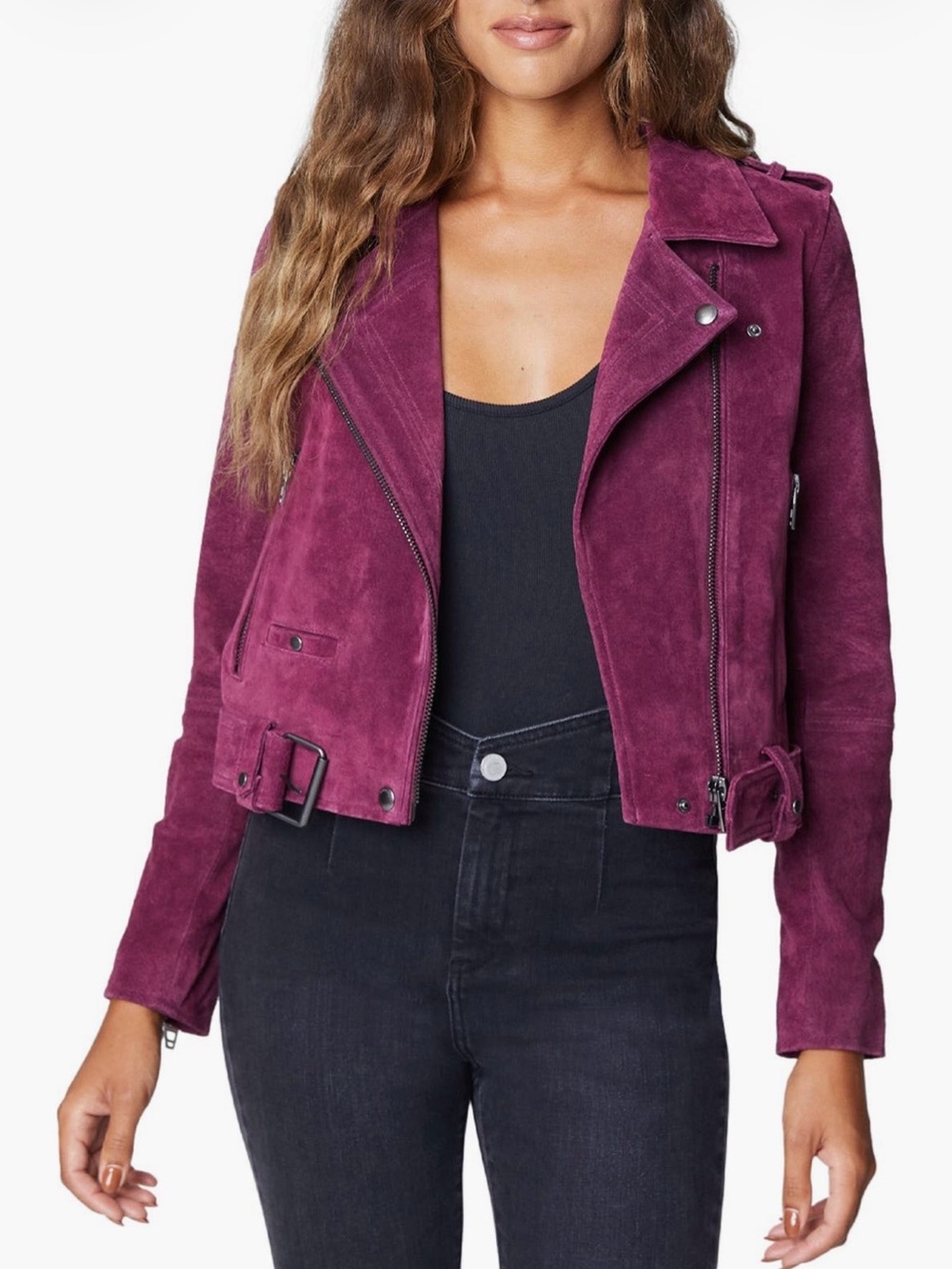 Blank NYC Plum Suede Moto Jacket